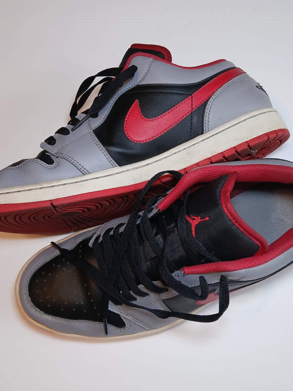 Nike Air Jordan 1 Low Top Sneakers - Gray/Black/Red